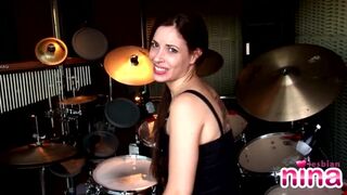 Drummer teen strips off and tease camera