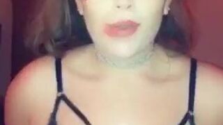 Teen slut gives spitty titfuck for cum on big tits, filmed on s. - Ameliaskye
