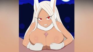 BOKU NO HERO - MIRUKO PLAYS WITH A COCK WITH HER TITS