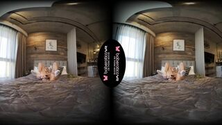 Solo blonde cock teaser Mika is masturbating in VR