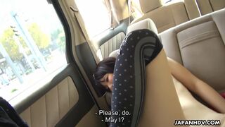 Japanese babe, Sena Sakura sucks cock in the car, uncensored
