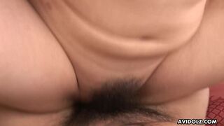 Moaning brunette Asian rides that dick as she screams