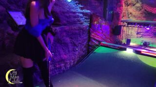 Flashing tits and pussy at the adults only indoor putt putt