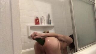 Fisting my tight ass and trying to fit a hard, thick zucchini