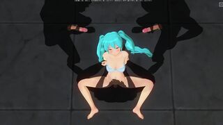 3D HENTAI Guys jerk off to Miku while she gets fucked