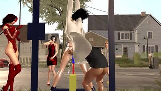 【 3D animation】被吊在单杠上供路人玩弄。Hanging from a horizontal bar for passers-by to play with.