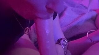 Chastity strap on blowjob tease