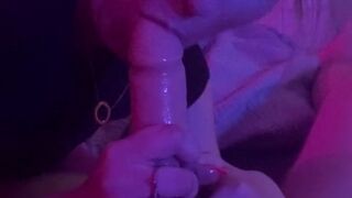 Chastity strap on blowjob tease