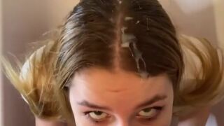 PISS AND HARD FACE FUCK! CUMSHOT IN HAIR