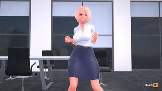 Office worker dancing in the office and undressing part 2 3D