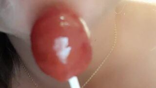 hot latina masturbates with a lollipop