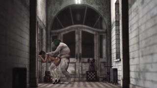 Evil clown plays with a sweet horny college girl in an abandoned hospital