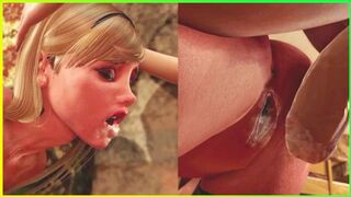 3D Shemale Aunt and her StepSon fucked Girl in all Holes and CUM in Pussy and Mouth - Hot Futanari