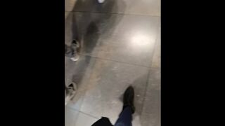 Public Peeing at the airport with announcement and lot´s of people around ????