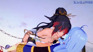 Kaguya Nanbu and Suzuka-Hime have intense futanari sex - SRW OG Saga: Endless Frontier Hentai