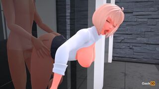 Secretary stuck in door and fucked hard 3D