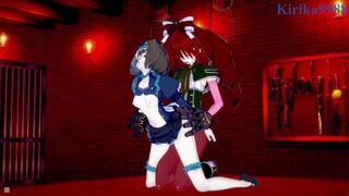 Garie Tuman and Micha Jawkan have intense futanari sex in a secret room. - Symphogear Hentai