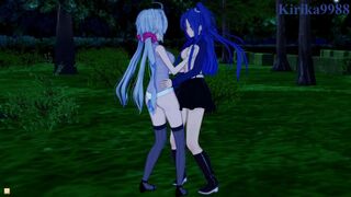 Chris Yukine and Tsubasa Kazanari have an intense lesbian play - Symphogear Hentai