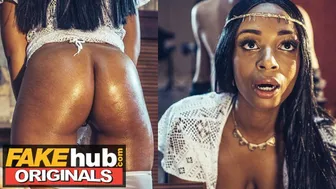 Fakehub Originals - Horny Ebony MILF Uses Her Sexy Lips And Big Tits And Ass In Job Interview To Seduce Boss