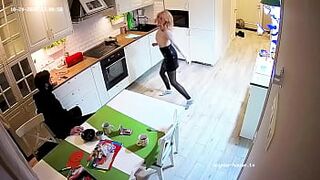 Voyeur House TV - Dancing Girl Gets Blow & Fuck at Kitchen
