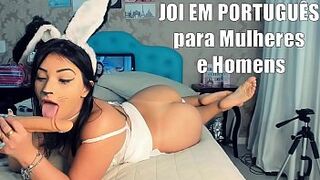 Joi Portugues for Women and Men Jerk Off Instruction, naughty bunny bossing your handjob, hot busty AMAZING JOI BUNNY Girl