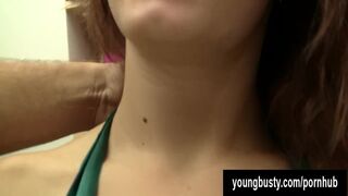 Young Nanny gives Handjob and Gets Big Hooters Jizzed