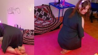 Adorable Redhead Rips Big Farts Barefoot in a Silk Dress