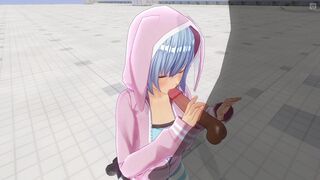 3D HENTAI Cute girlfriend after a walk sucked a big dick