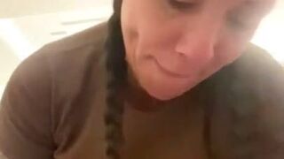 Hotwire in pigtail braids makes a thick cock cum in her hands