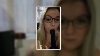 Danish girl masturbates with black dildo