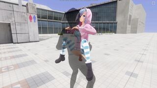 3D HENTAI Cute girlfriend fucks on the roof of the mall