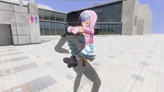 3D HENTAI Cute girlfriend fucks on the roof of the mall