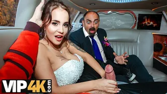 VIP 4K - Random passerby scores luxurious bride in the wedding limo