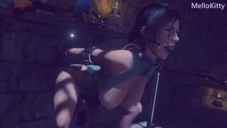 Lara Croft Tied Up BDSM - Fast Dildo Machine - Anal