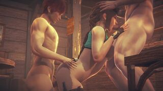 LARA CROFT PARTICIPATES IN A THREESOME AND TAKES DICKS | 3D Animation