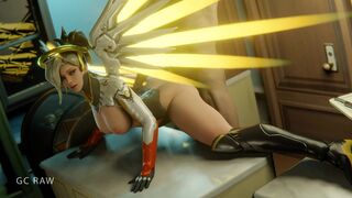 Doggy Style sex with Hot Flexible Mercy on table. GCRaw. Overwatch