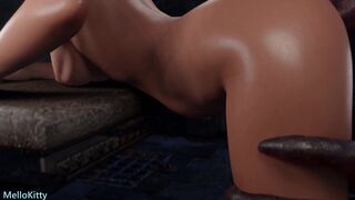 Horny Lara Croft Fucks Monster Cock Dildo - First Time Anal