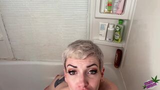 Son spying on mum in the shower gets sucked and fucked