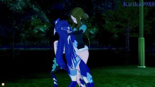 Phara Suyuf and Tsubasa Kazanari have intense futanari sex in a park at night. - Symphogear Hentai