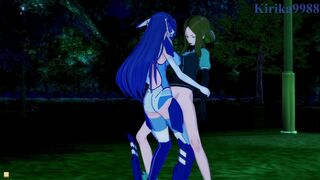 Phara Suyuf and Tsubasa Kazanari have intense futanari sex in a park at night. - Symphogear Hentai
