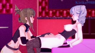 Nine and Chitose Kisaragi engage in Intense lesbian play - Super Robot Wars V Hentai