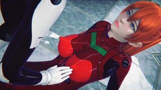 FUTANARI Ayanami Rei FUCKS Asuka IN A CANCER POSE | 3D Animation