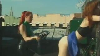 Beautiful blindfolded red head with an awesome ass gets disciplined in BDSM-room