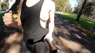 Teaser - Braless jogging with my breast out!