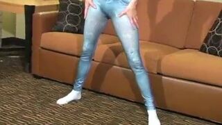 Celeste Star Skilled Cum Taking JOI Goddess Skin Tight Blue Jeans LEGGINGS!