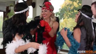 Costumed Babes Alyssa Bounty Shalina Devine and Polly Pons Gets Cum Loads as a Present