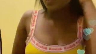 Freaky ebony teen showing out for live