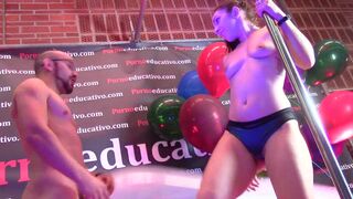 jesus sanchez and pamela sanchez have oral sex with balloons. The couple enjoy balloon fetish. They are looners