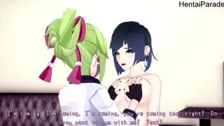 Threesome with Yelan and Kuki Shinobu Genshin Impact [Hentai 3D]