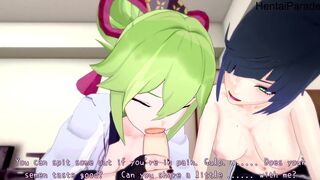 Threesome with Yelan and Kuki Shinobu Genshin Impact [Hentai 3D]